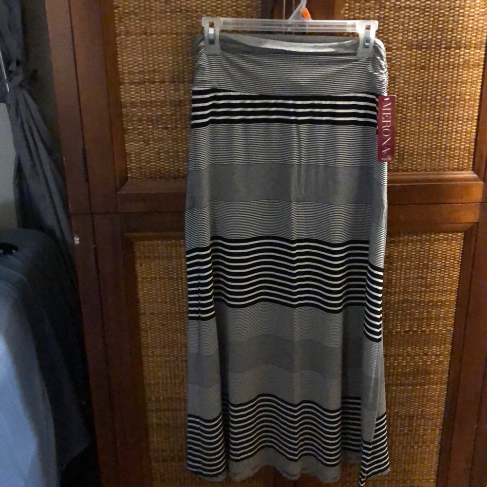 Merona Ebony White/Black stripe long skirt